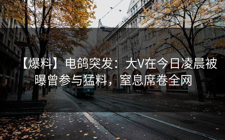 【爆料】电鸽突发:大V在今日凌晨被曝曾参与猛料,窒息席卷全网