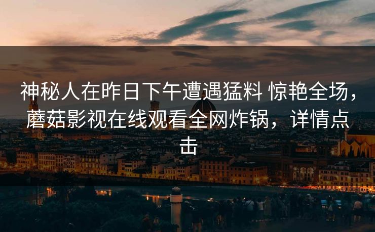 神秘人在昨日下午遭遇猛料 惊艳全场，蘑菇影视在线观看全网炸锅，详情点击