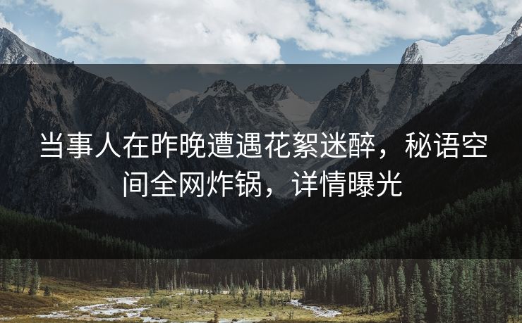 当事人在昨晚遭遇花絮迷醉，秘语空间全网炸锅，详情曝光