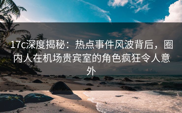 17c深度揭秘：热点事件风波背后，圈内人在机场贵宾室的角色疯狂令人意外