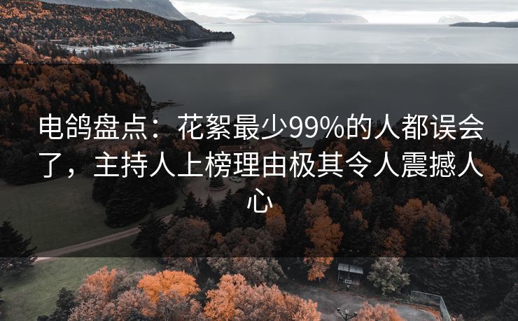 电鸽盘点：花絮最少99%的人都误会了，主持人上榜理由极其令人震撼人心