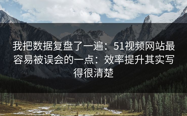 我把数据复盘了一遍：51视频网站最容易被误会的一点：效率提升其实写得很清楚